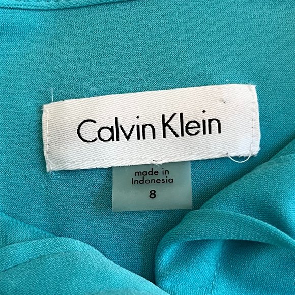 Calvin Klein Blue Belted Shirt Dress  - Long Sleeve Button Front - Size 8 Med - Picture 6 of 7